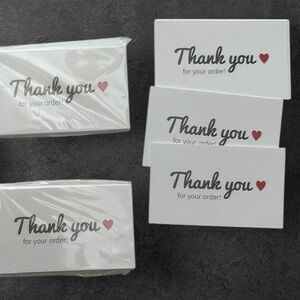 50 THANK YOU FOR YOUR ORDER NEW BUSINESS CARDS WHITE BLACK RED OFFICE SHIPPING